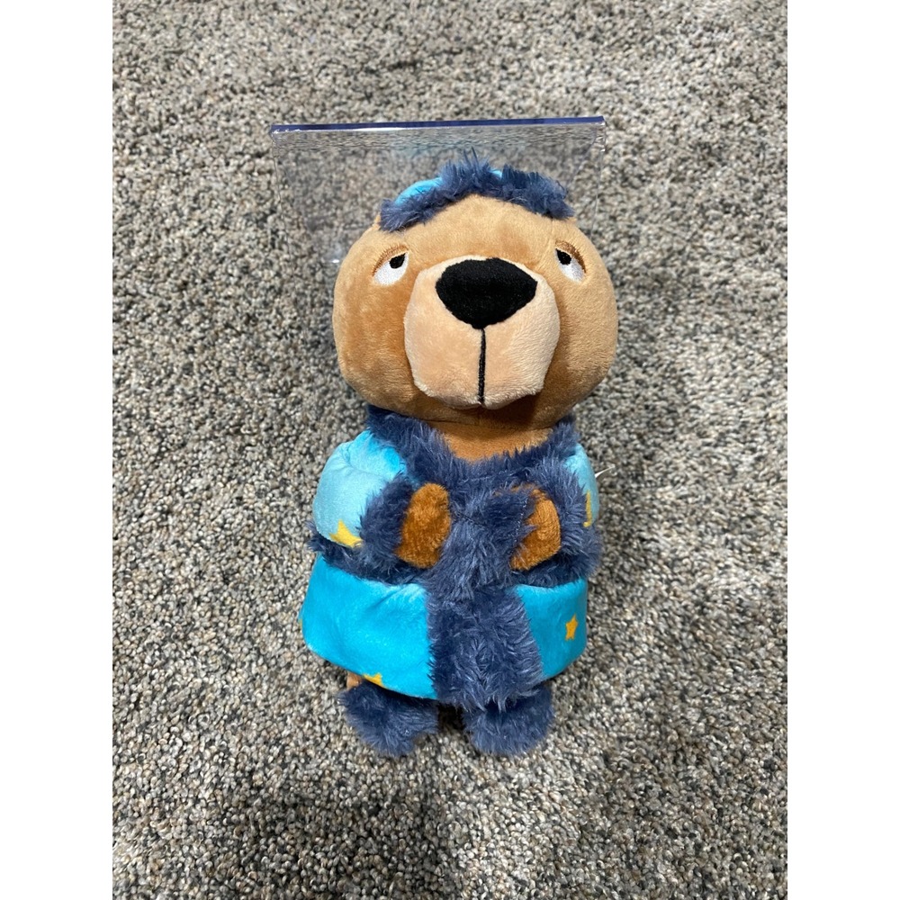 BarkBox Sleepy Otter Dog Toy Blue Starry Robe Sleep Mask Plush Squeaker 8"